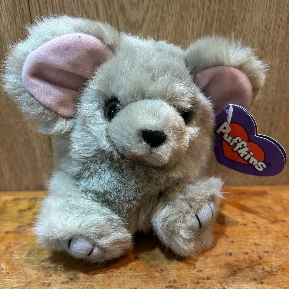 Swibco #6618 PUFFKINS Plush Murphy Gray Mouse Pink Ears DOB 5-1-97 Bean Bag Tags